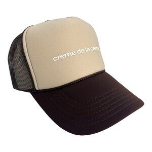 NEW CREME DE LA CREME TAN BROWN TRUCKER HAT MESH ADULT SIZE TRENDY RETRO